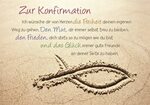 1 Umschlagkarte Glückwunschkarte Konfirmation Fisch im Sand 